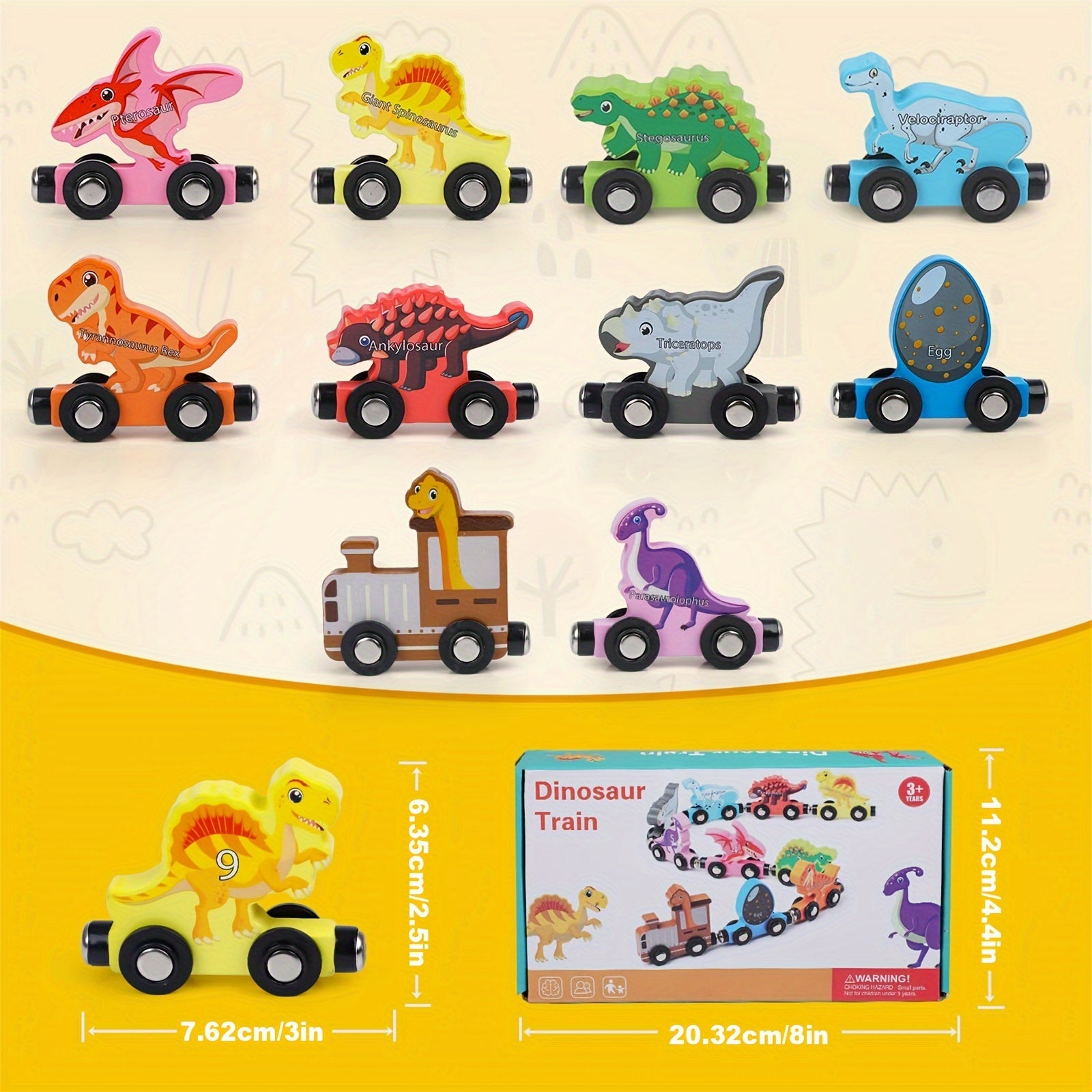 Magnetic Dinosaur Train Set 10pcs Educational Toy
