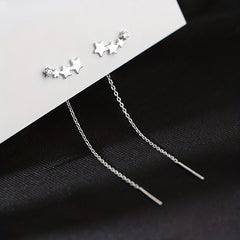 Long Chain Tassel Star Earrings Copper Zircon Jewelry Gift