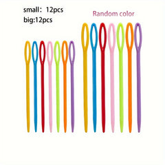 24pcs Random Big Eye Stitching Plastic Sewing Needles