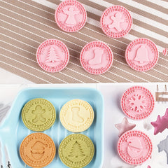 9pcs Christmas Sandwich Biscuit 3D Cookie Press Mold Set