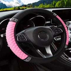 Pink Inlaid Diamond Steering Wheel Cover for Women