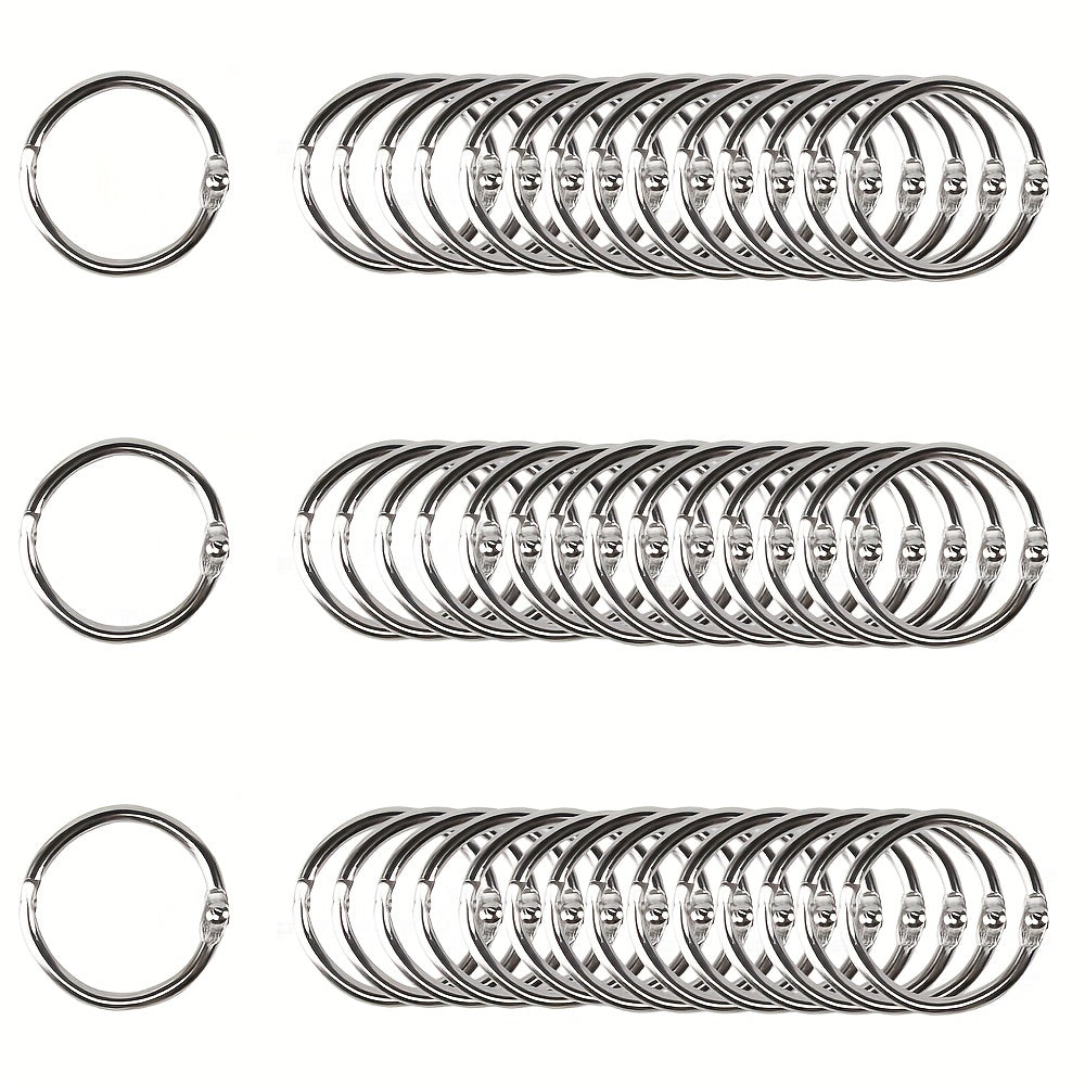 50 Packs 2.54 cm Nickel Plated Steel Binder Rings for School, Home