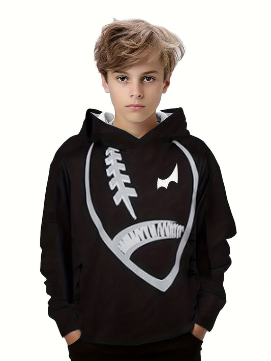 Boys Football Print Hoodie Kids Long Sleeve Sweatshirt