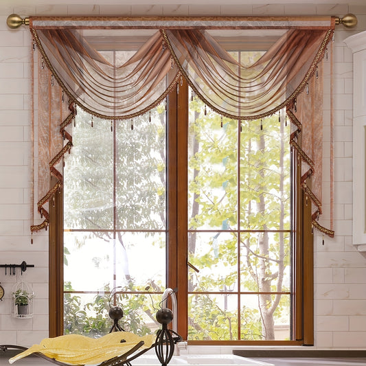 European Style Transparent Sheer Curtain with Rod Pocket