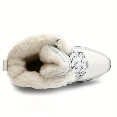 Women's Winter Snow Boots, Lace Up, Non-slip, Mid Calf Plush Inner Warm Boots