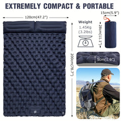 Double Inflatable Mattress with Built-In Pump for Camping and Travel