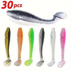 30pcs Paddle Tail Soft Lure Swimbait Slow Sinking Soft Worm