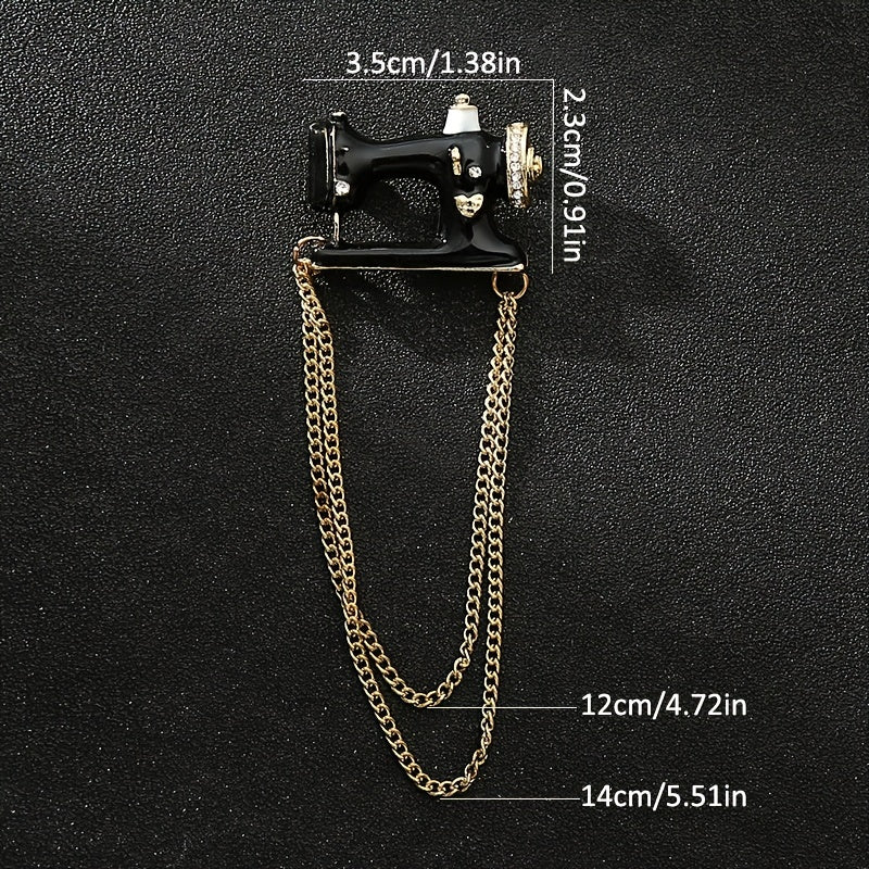 Sewing Machine Tassel Brooch Men's Chain Suit Personality Accessories
