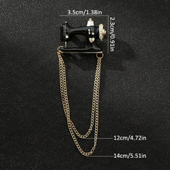 Sewing Machine Tassel Brooch Men's Chain Suit Personality Accessories
