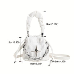 Y2K Ruched Bucket Bag Chain Crossbody Gothic Handbag
