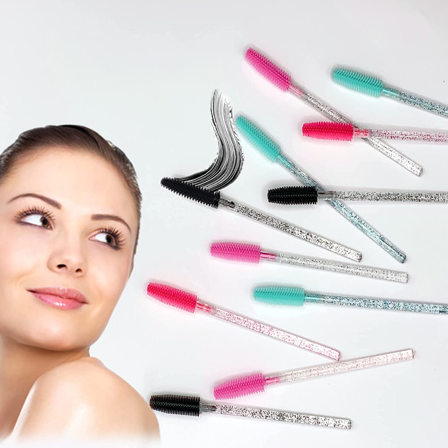 50 Pcs Mascara Wands Eyelash Brush Spools For Eyelash Extension Eyebrow Makeup