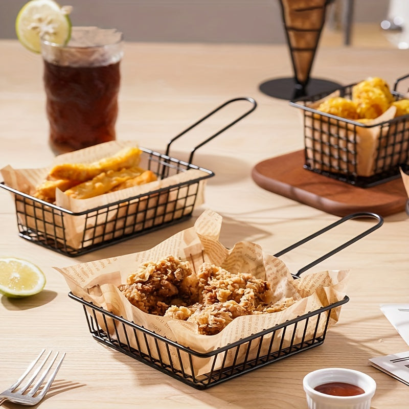 Long Handle Metal French Fries Basket