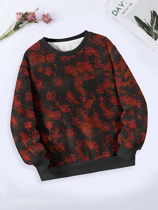 Girls Geometric Pattern Crew Neck Sweatshirt Spring Fall