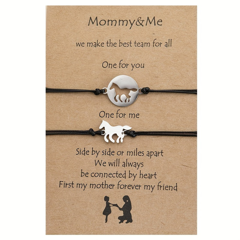 Horse Shape Braided Bracelet Set Hand Jewelry For Mother's Gift
