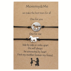 Horse Shape Braided Bracelet Set Hand Jewelry For Mother's Gift