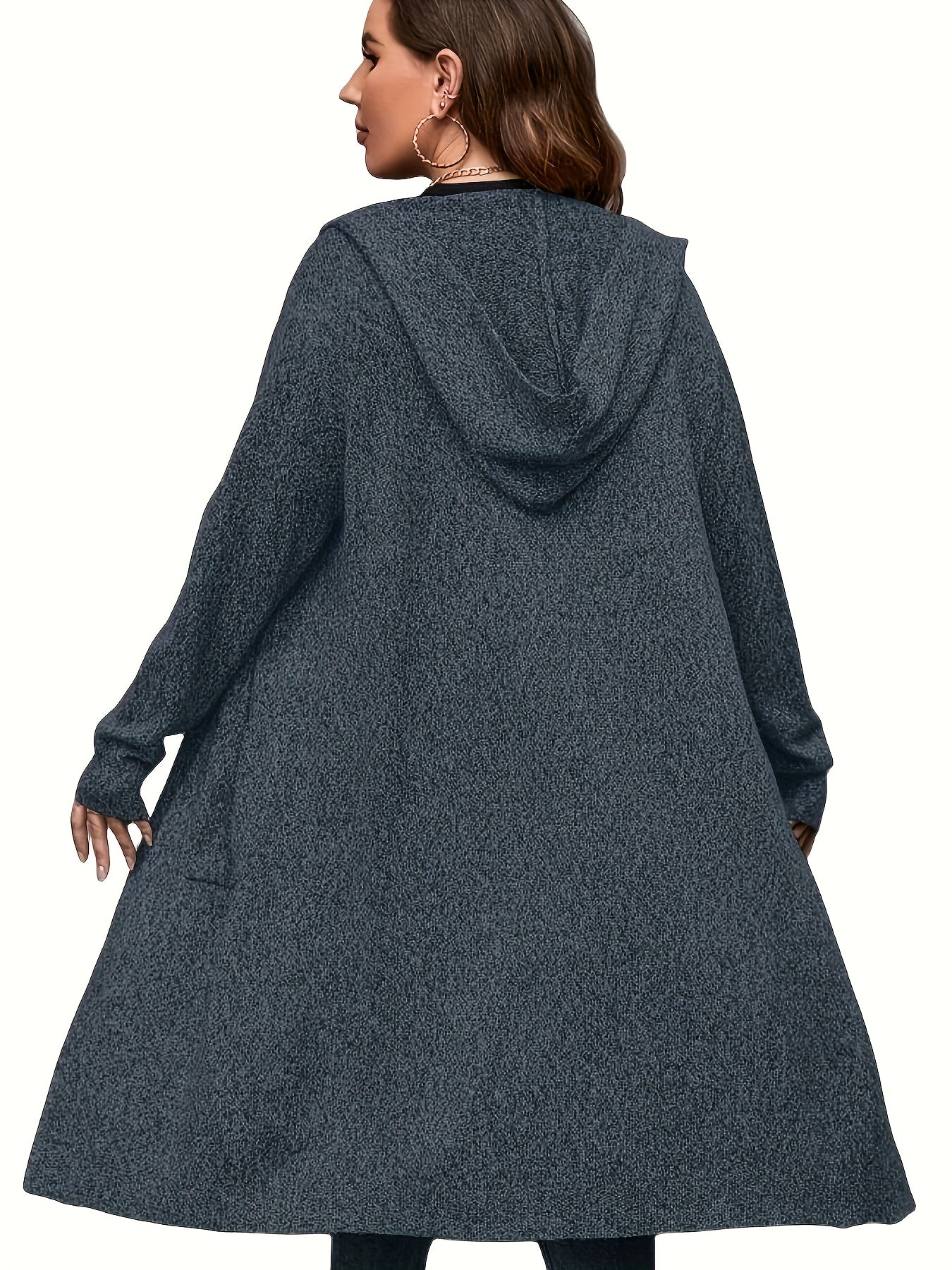  Long Sleeve Hooded Sweater Cardigan