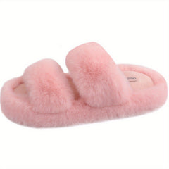 Women's Double Strap Slippers Lightweight Open Toe Slip On Shoes