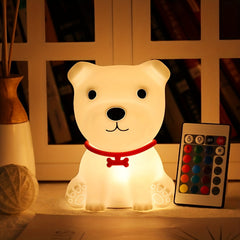 Dog Night Light LED Touch Sensor 16 Colors Rechargeable Silicone Puppy Lamp