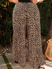 Leopard Print Wide Leg Trousers