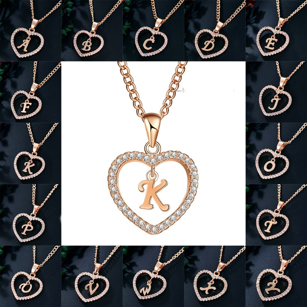 Heart Pendant Name Initial Necklace Zircon Heart Necklace Jewelry