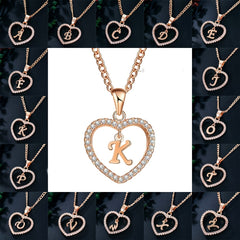 Heart Pendant Name Initial Necklace Zircon Heart Necklace Jewelry