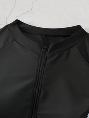  Colorblock Zip Up One Piece Surfing Suit