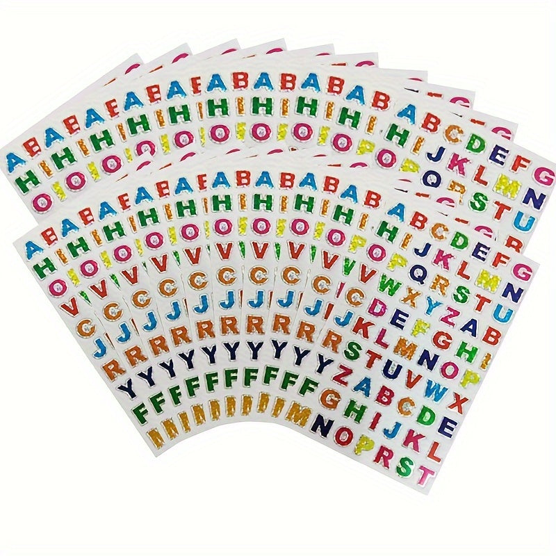 Colorful Glitter Letter Stickers 10 Sheets Self Adhesive Stickers