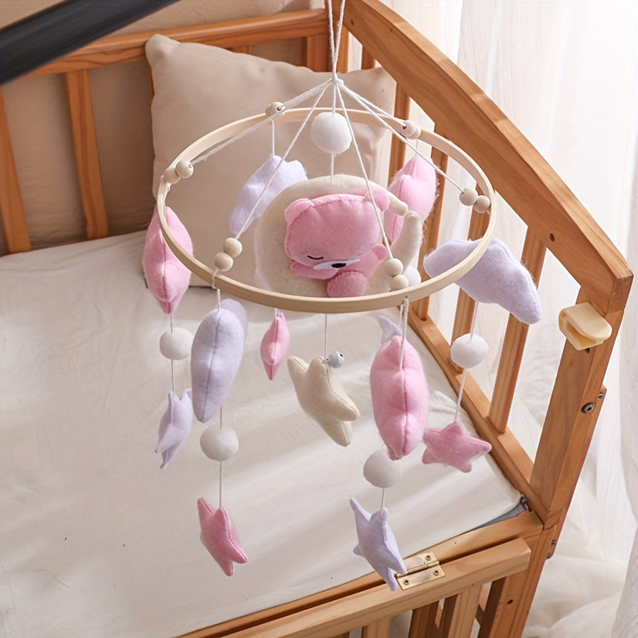 Pink Bear & Clouds Plush Toys Baby Mobile