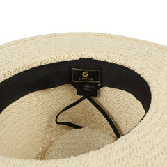 Wide Brim Paper Woven Sun Hat Adjustable Sweat Band