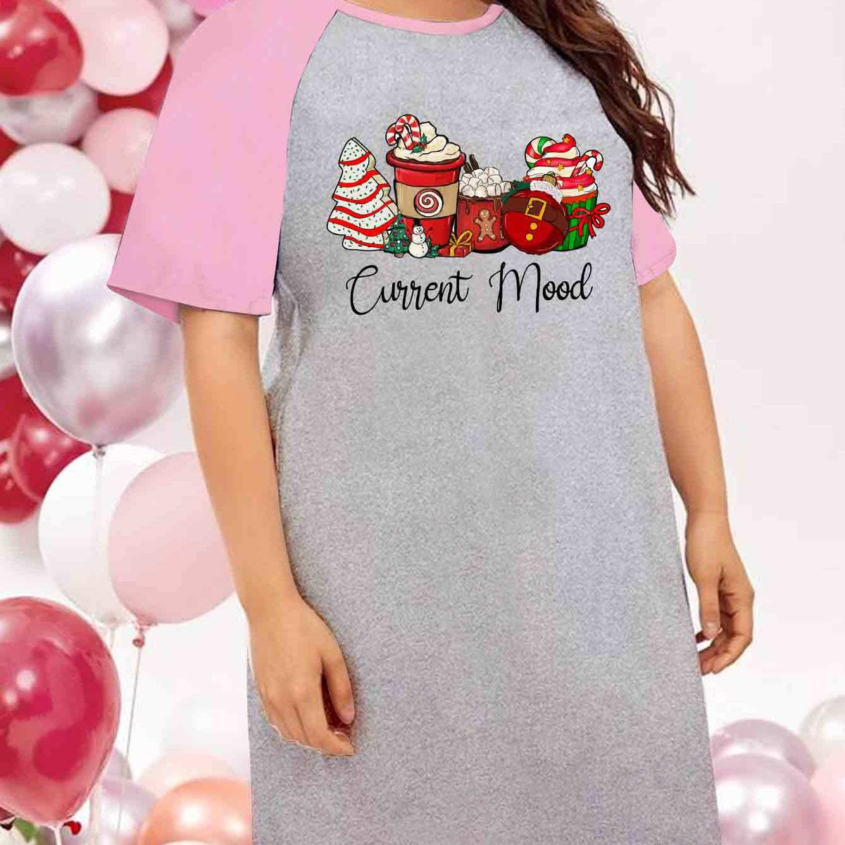  Christmas Nightdress Women's Plus Christmas Dessert Print
