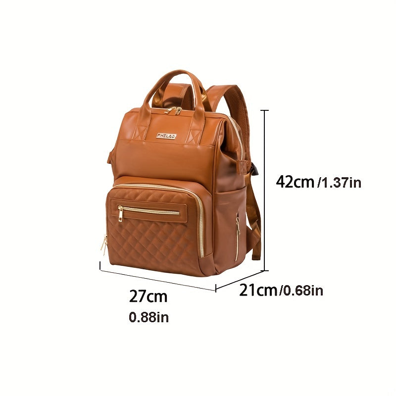 PU Leather Diaper Bag Backpack Large Capacity Maternity Bag