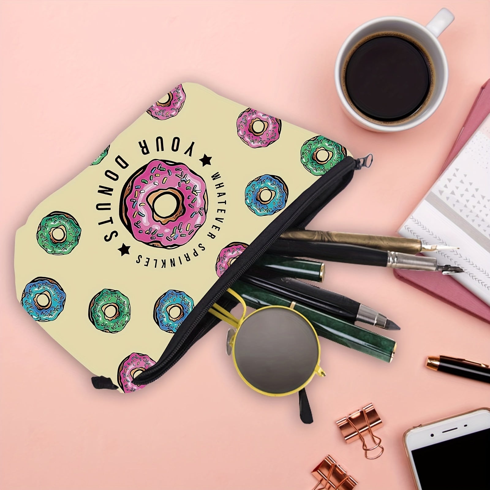 Donut Makeup Bag Waterproof Travel Cosmetic Bag with Zipper Pouch