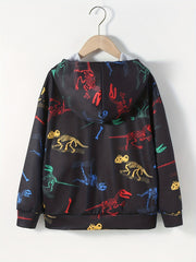 Dinosaur Skeleton Pattern Kid's Hoodie for Halloween