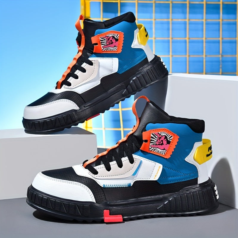 Men's Colorful High Top Lace Up Sports Sneakers
