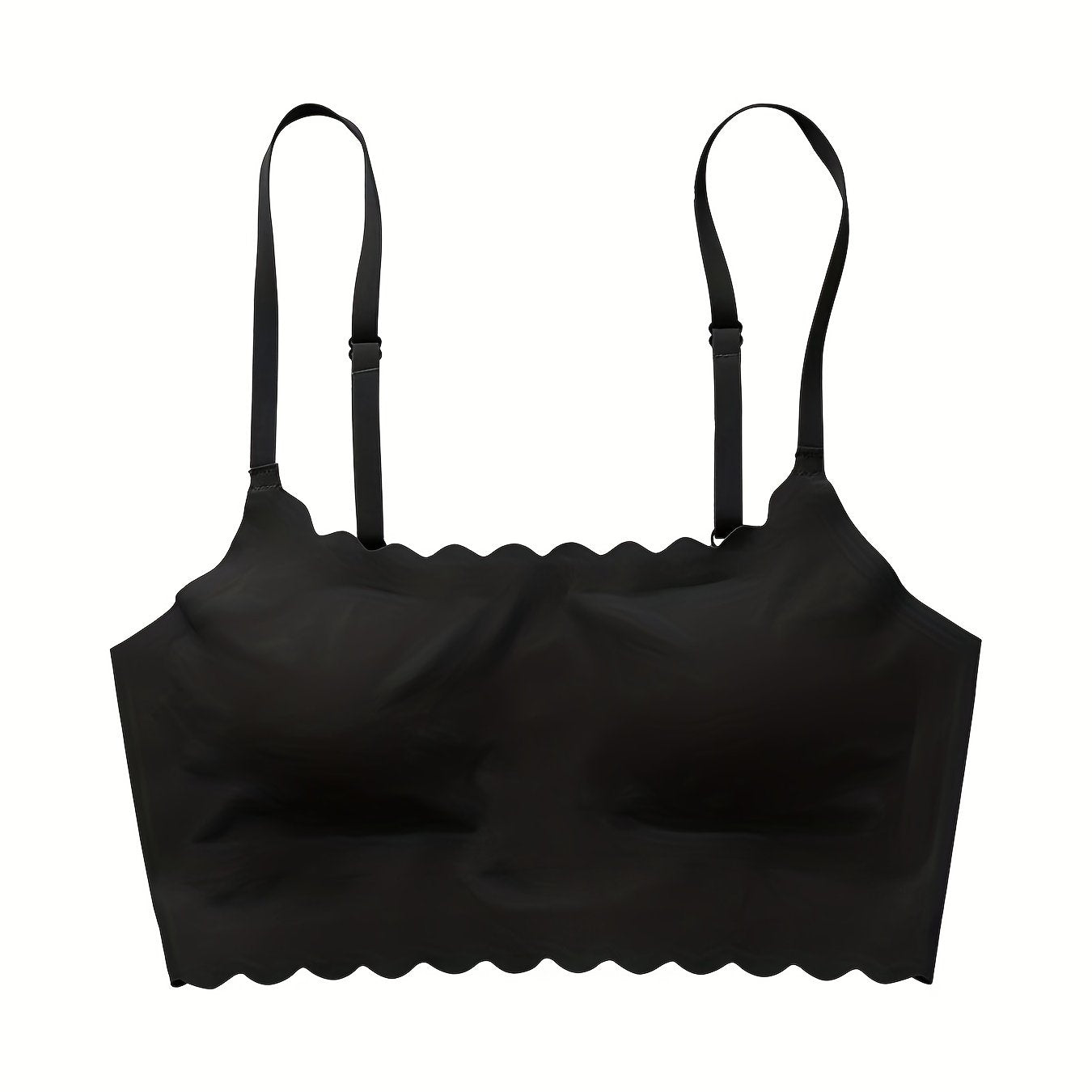 Scallop Trim Seamless Bra Wireless Everyday Bra Women's Lingerie