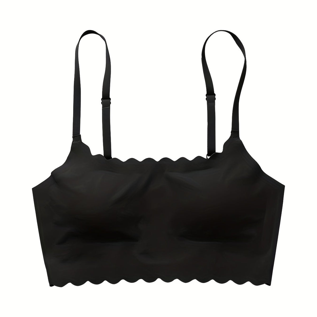 Scallop Trim Seamless Bra Wireless Everyday Bra Women's Lingerie