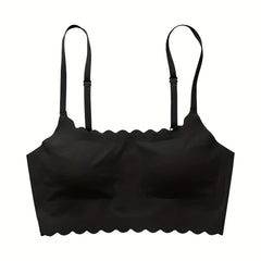 Scallop Trim Seamless Bra Wireless Everyday Bra Women's Lingerie