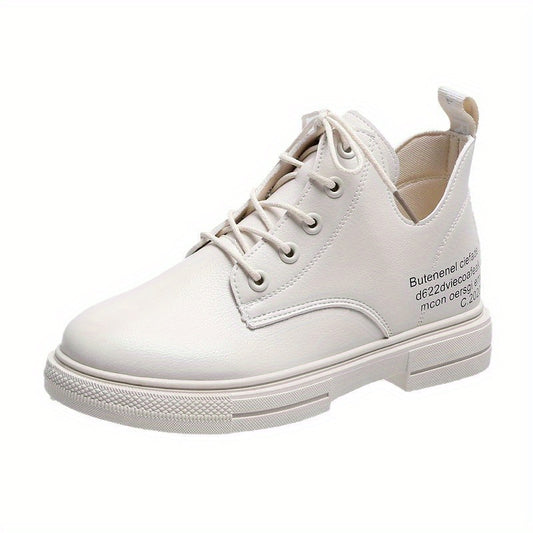 Women's Letter Decor Short Boots Lace Up Ankle Boots