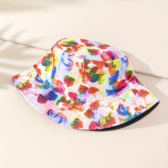 Pink Graffiti Reversible Cotton Fisherman Cap Lightweight Basin Hats For Women