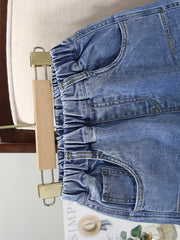 Kids' Denim Shorts with Distressed Finish