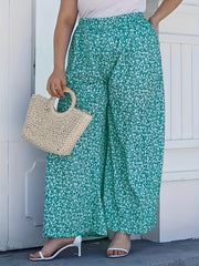  Boho Pants Women's Plus Floral Print Wide Leg Pants