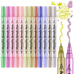 Metallic Marker Pens Dual Tip Acrylic Paint Markers for Art & Crafts