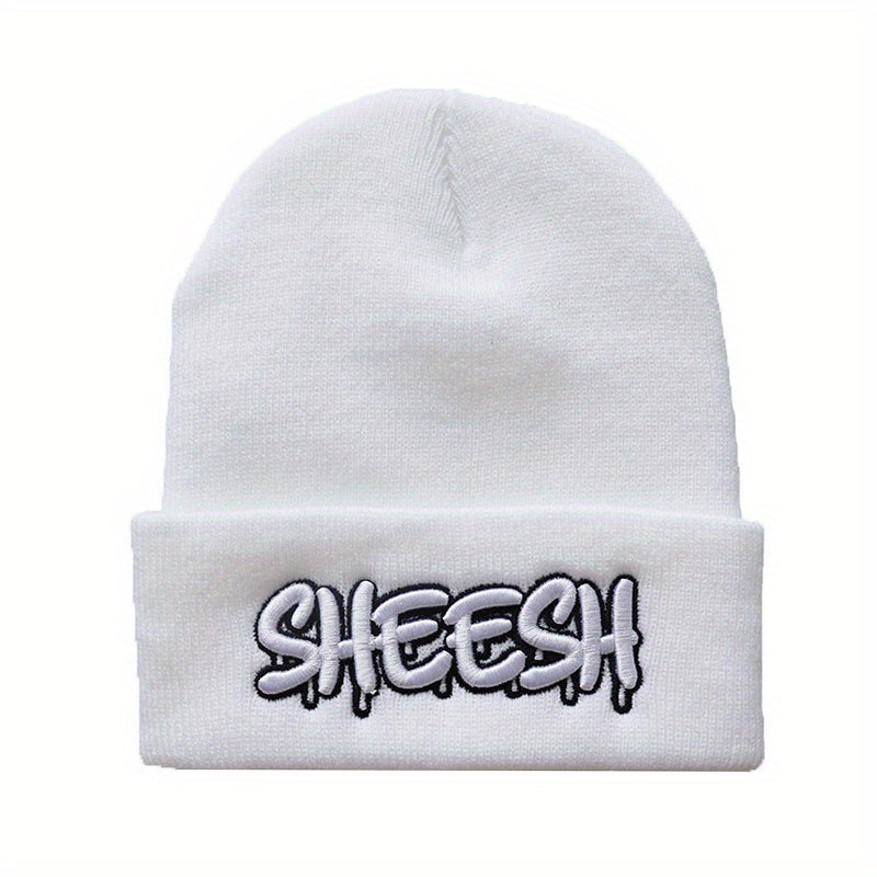 SHEESH Embroidery Cold Hat Warm Knitted Wool Hat For Men And Women