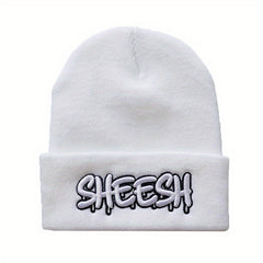 SHEESH Embroidery Cold Hat Warm Knitted Wool Hat For Men And Women