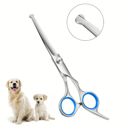 Safty Pet Grooming Scissors Straight Stainless Steel Dog Scissors Pets Shears
