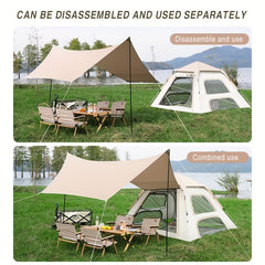 Pop Up Camping Tent & Canopy Combo Waterproof Outdoor Shelter