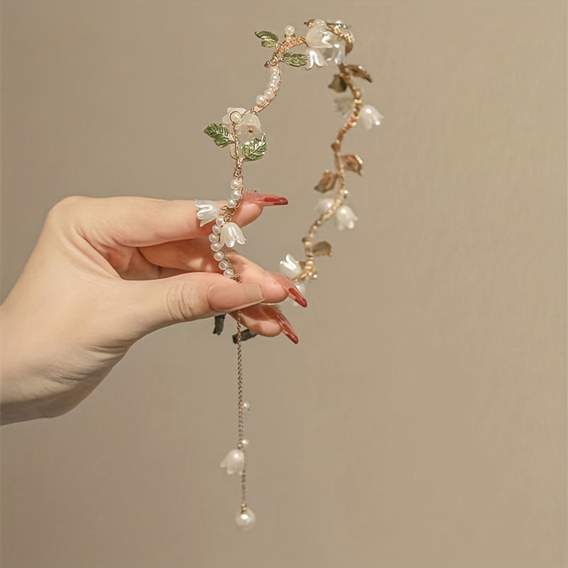 Faux Lily Flower Hair Hoop for Wedding Holiday Daily Use