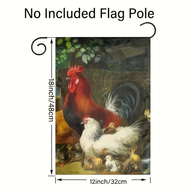 Colored Chicken Nest Painting Linen Double Sided Flag 12in 18in