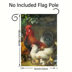 Colored Chicken Nest Painting Linen Double Sided Flag 12in 18in