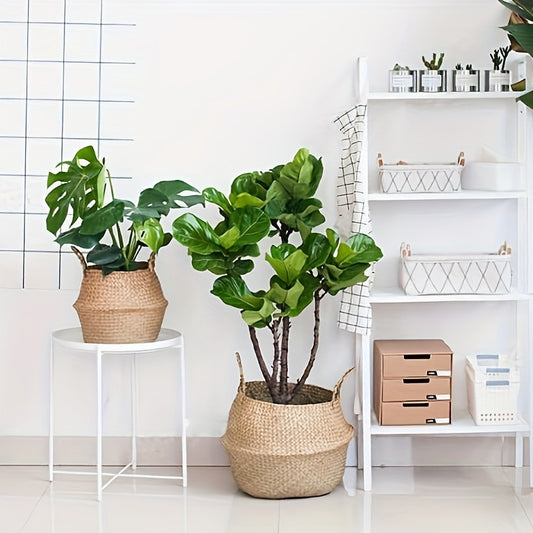 Woven Flower Basket for Home Decor, Rattan Flower Pot for Floral Arrangement